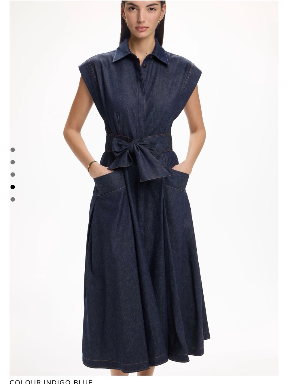 NWT Carolina Herrera Denim Dress With Bow Indigo Blue Size 4 - Picture 8 of 8
